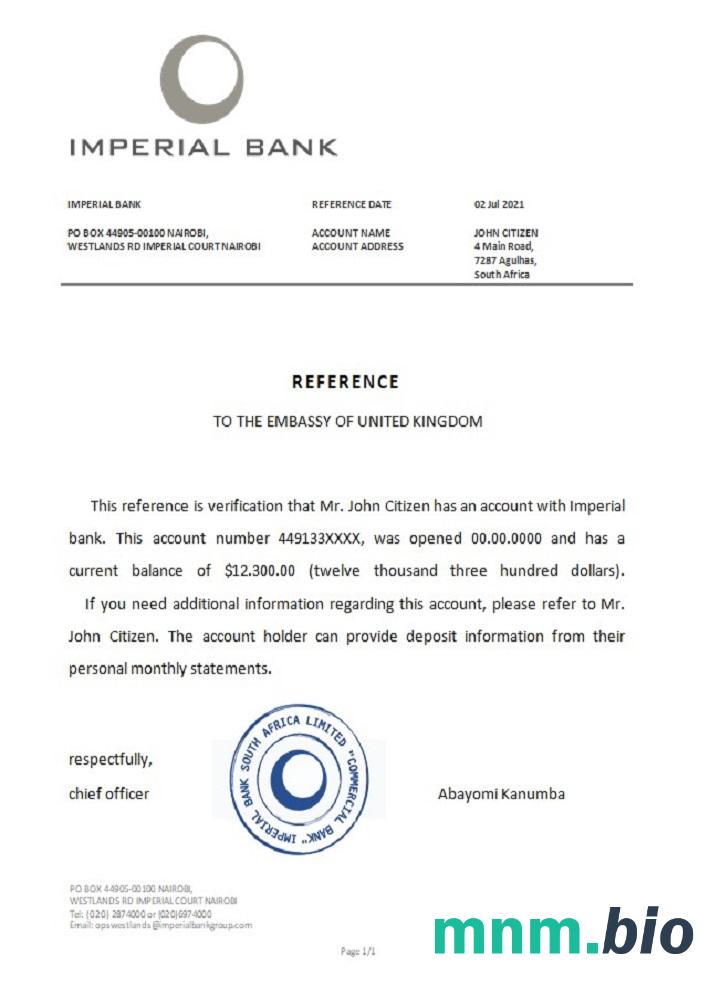 Przykład odniesienia do banku imperialnego w RPA w formatach Word i PDF